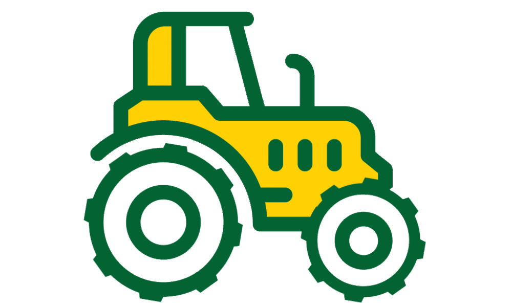A cartoon tractor with animated wheels